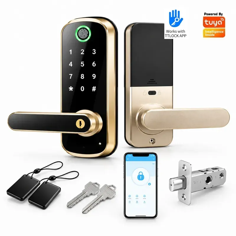 Houten deur met slim elektroni - Smart Door Lock Wifi recensie en prijs